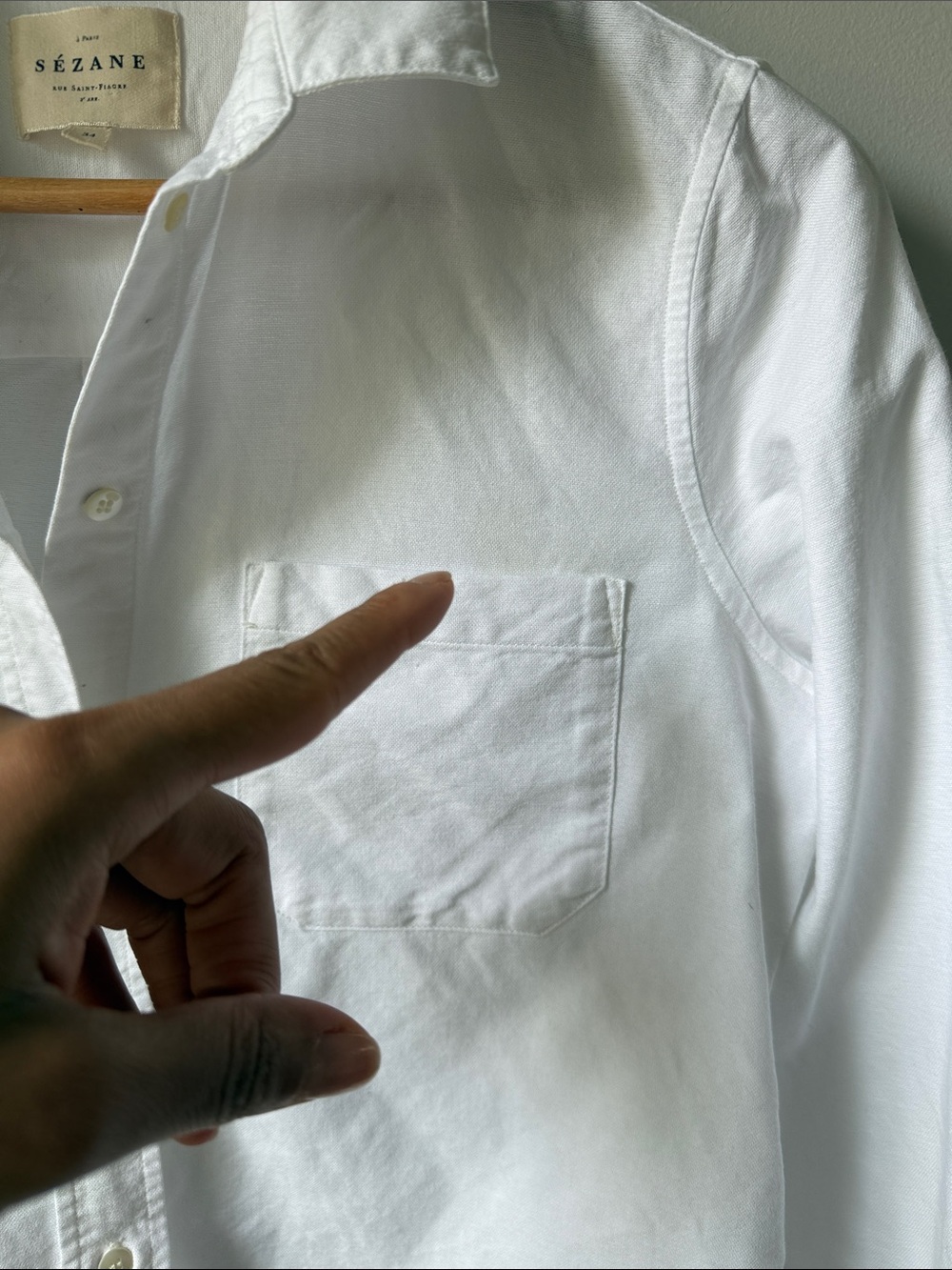 Sézane Classic White Button-Up Shirt Staple Cotton size 34 - Picture 4 of 6